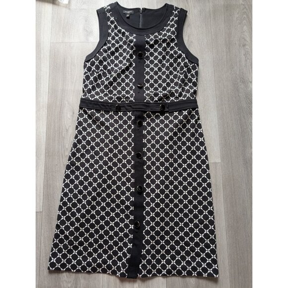 Talbots Womens Sleeveless Black & White Geometric Patterned Dress Size 12P - Picture 4 of 7
